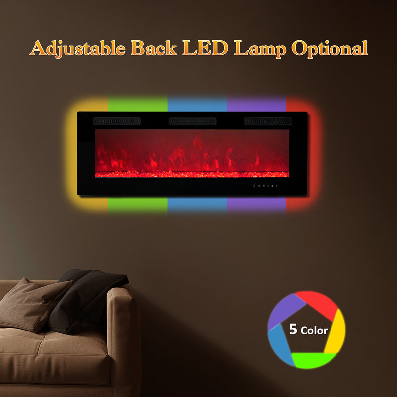 50-inch Modern Wall Mount Fireplace Insert