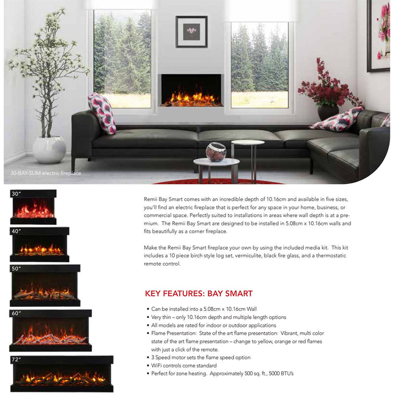 Remii BAY-SLIM 30 inches Indoor/Outdoor 3-Sided Electric Fireplace