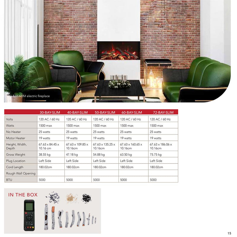 Remii BAY-SLIM 30 inches Indoor/Outdoor 3-Sided Electric Fireplace