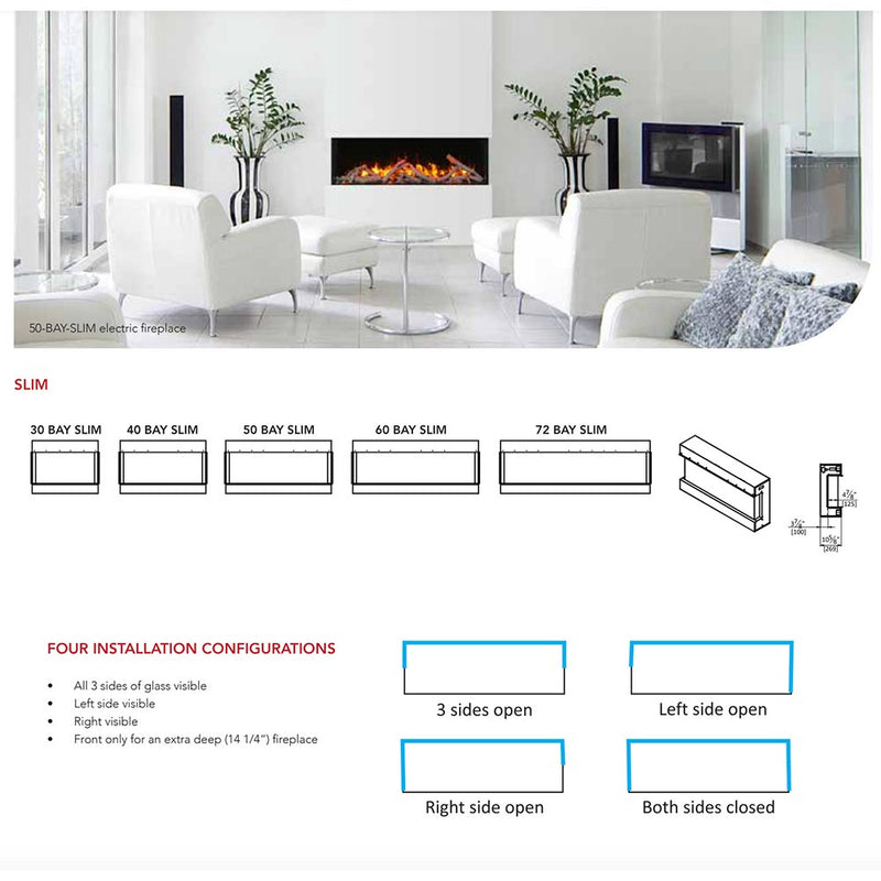 Remii BAY-SLIM 30 inches Indoor/Outdoor 3-Sided Electric Fireplace