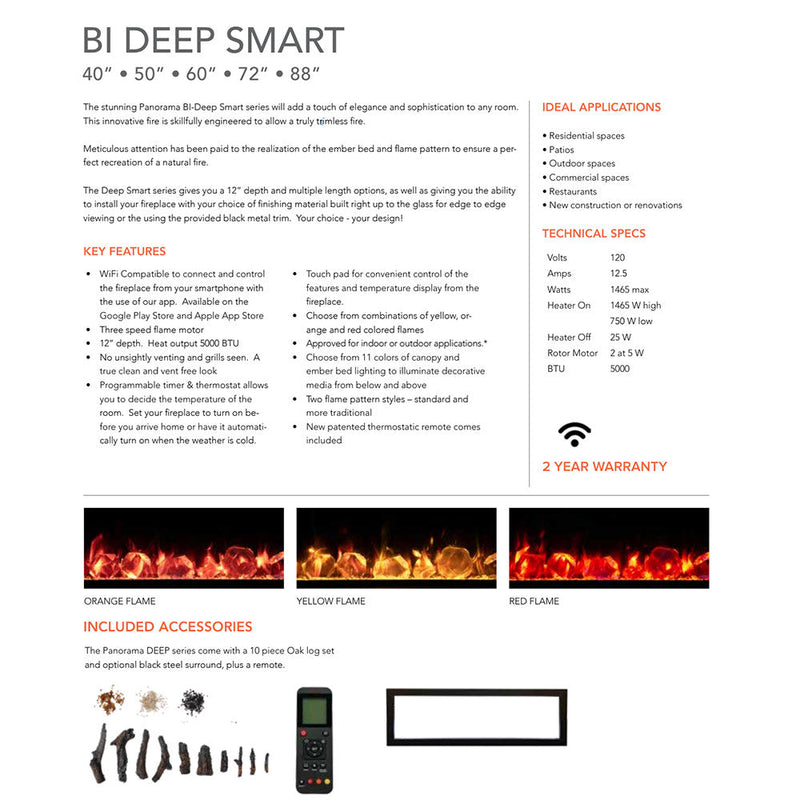 Amantii Panorama Deep Outdoor Built-In Smart Electric Fireplace