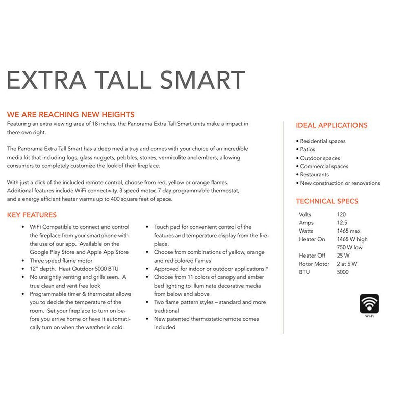 Amantii Panorama Deep Extra Tall Indoor/Outdoor Built-In Smart Electric Fireplace