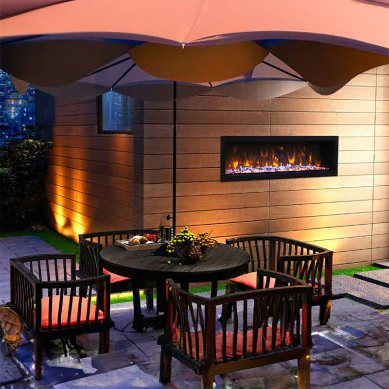 Amantii Panorama Slim Outdoor Built-In Smart Electric Fireplace and Outdoor Cover