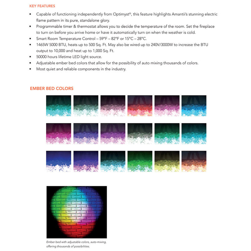 Amantii Signature 38" Built-In Hybrid Electric-Vapour Fireplace BI-TRD-38-SIG