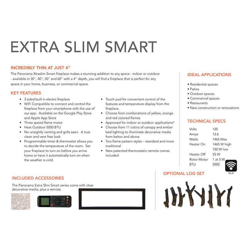 Amantii Panorama Extra Slim Built-In Smart Indoor Electric Fireplace