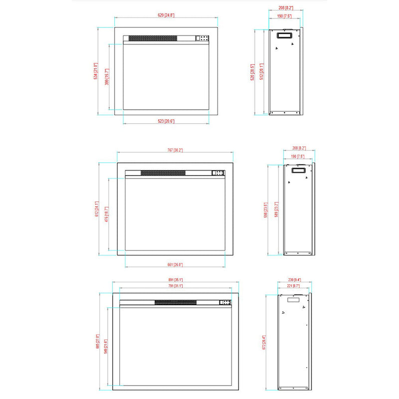 Amantii Fire and Ice Classic Built-In Electric Fireplace 26", 30", 33"