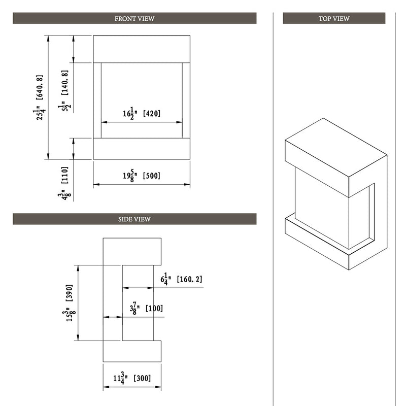Amantii Tru-View The Cube Lumina Indoor Outdoor 3-Sided Electric Fireplace