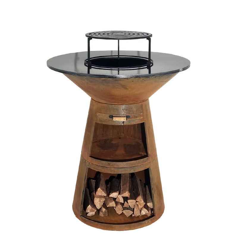 Corten Steel BBQ Plancha Fire Pit Grill