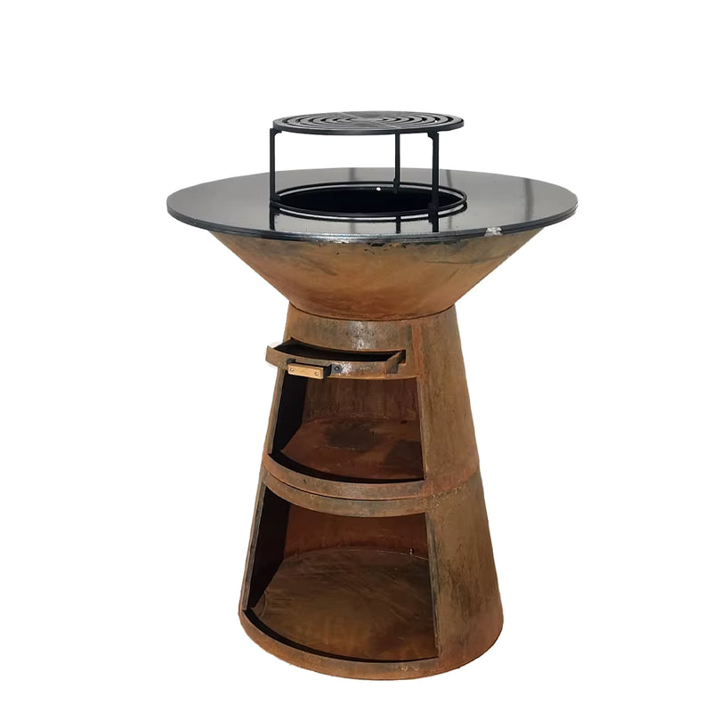 Corten Steel BBQ Plancha Fire Pit Grill