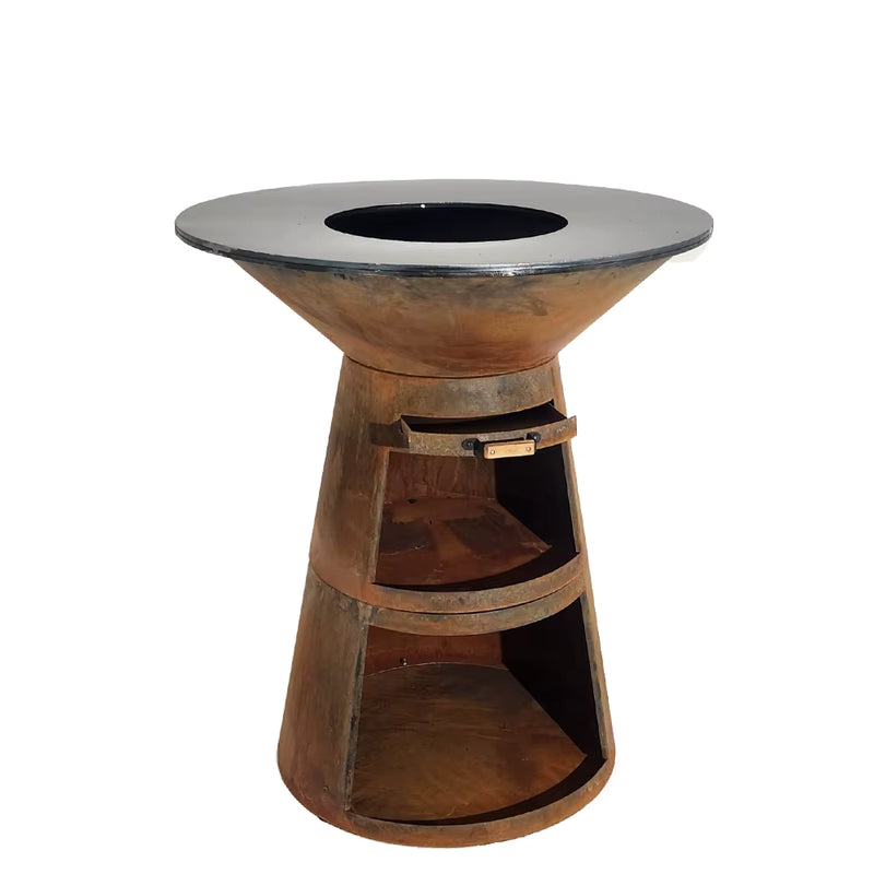 Corten Steel BBQ Plancha Fire Pit Grill