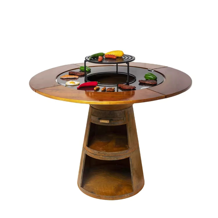 Corten Steel BBQ Plancha Fire Pit Grill