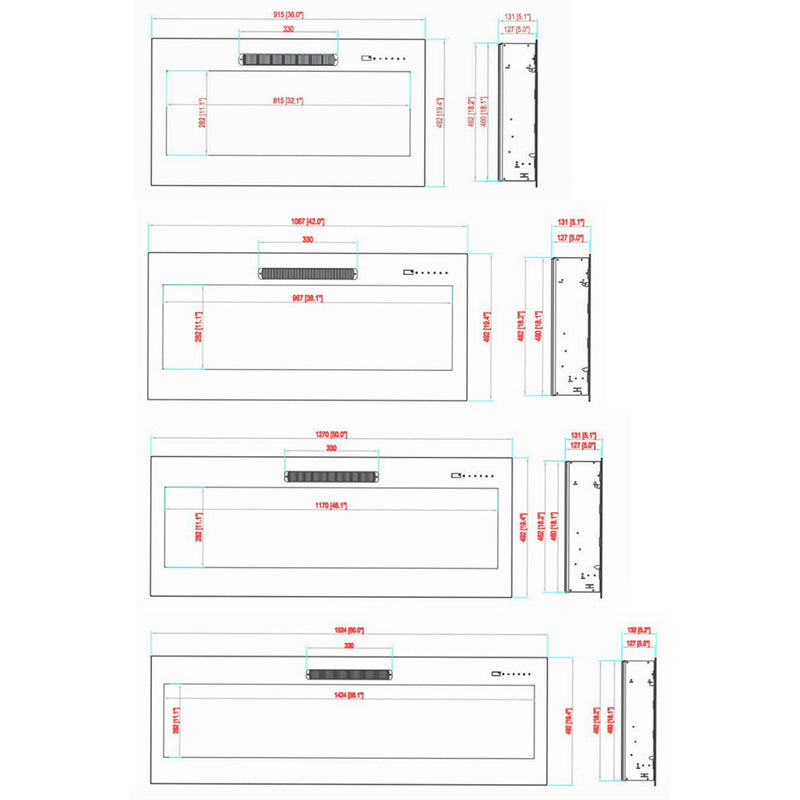 Amantii Fire & Ice Evolution Linear Electric Fireplace 36" 42" 50" 60"