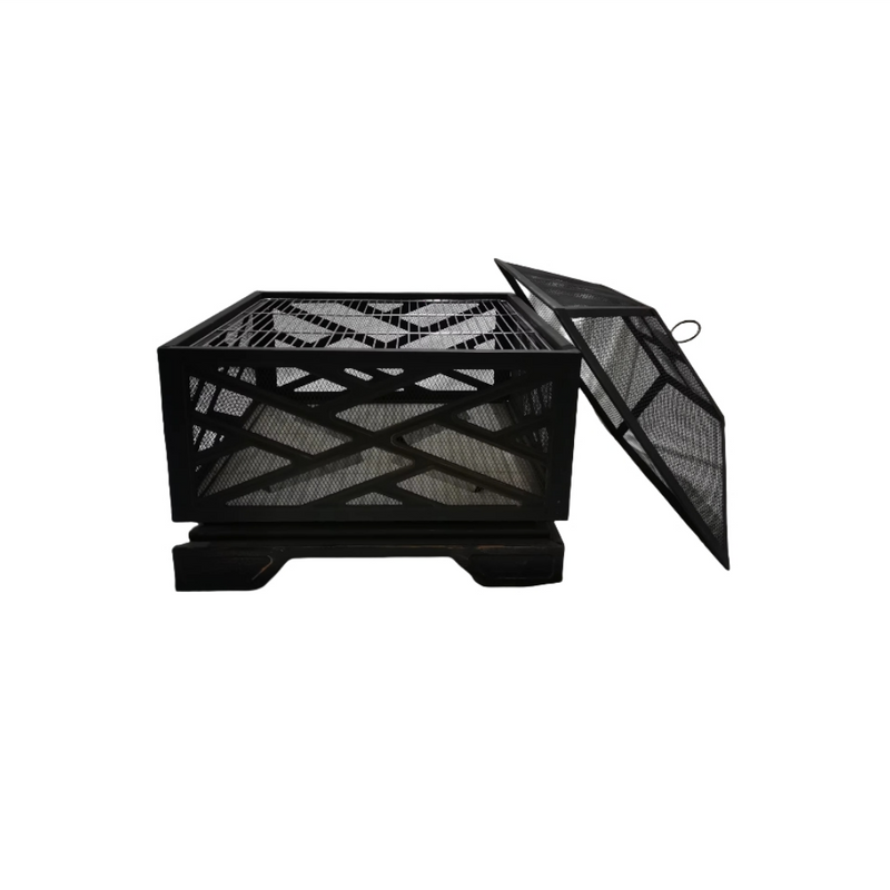 Elegant Lightweight Steel Fire Pit with Screen – Outdoor Wood Burning