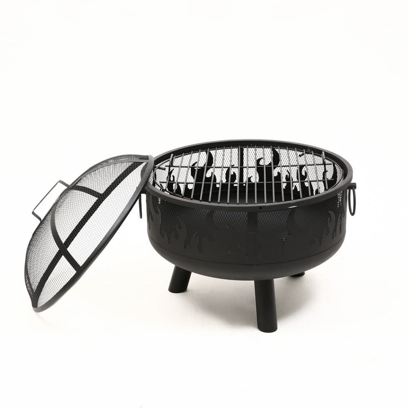 Modern Outdoor Steel Fire Pit with Cover