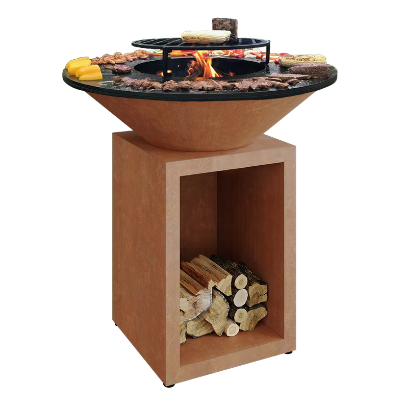 Large Corten Steel Fire Pit Grill