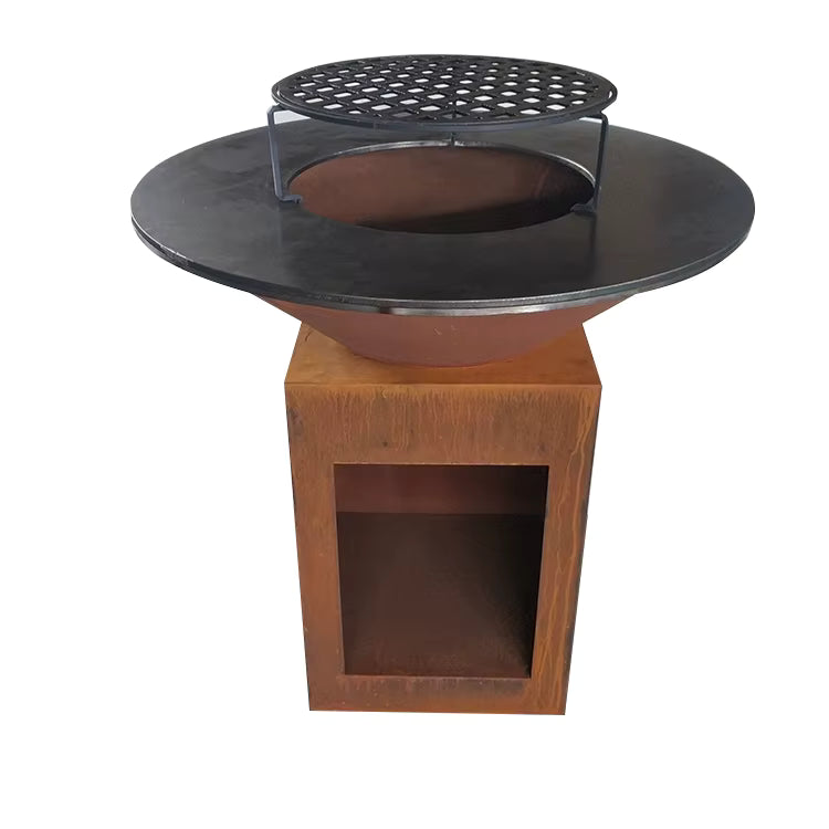 Large Corten Steel Fire Pit Grill