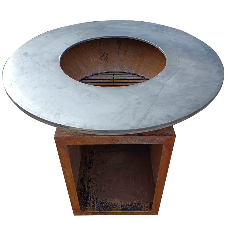 Large Corten Steel Fire Pit Grill