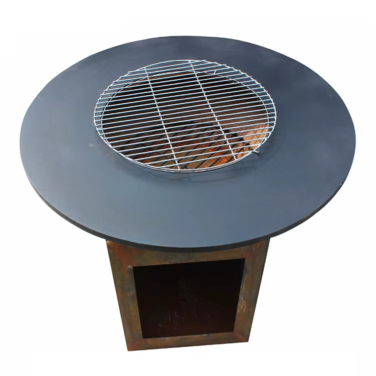 Large Corten Steel Fire Pit Grill
