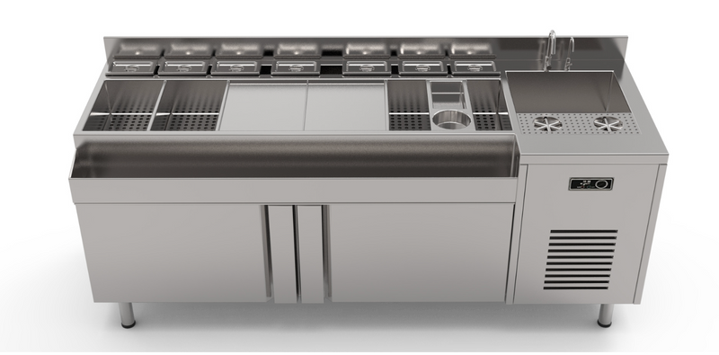 Stainless Steel Outdoor Movable & Foldable Cocktail Bar Station