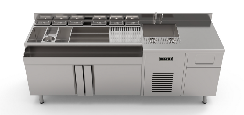 Stainless Steel Outdoor Movable & Foldable Cocktail Bar Station