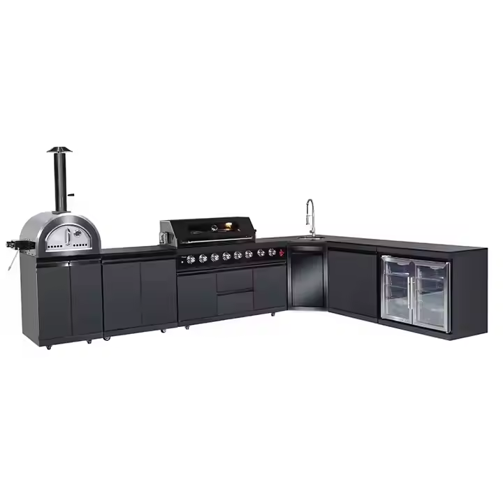 Custom Stainless Steel Outdoor Kitchen Modern Black Premium Style