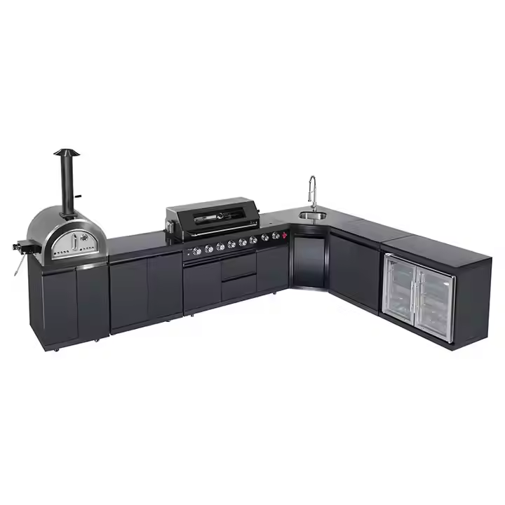 Custom Stainless Steel Outdoor Kitchen Modern Black Premium Style