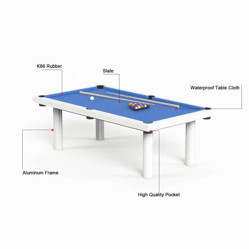 2024 Waterproof 8ft Aluminum Frame Outdoor Pool Table
