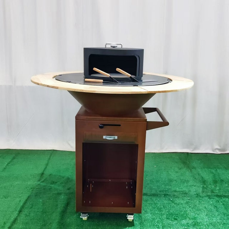 Corten Steel Charcoal Fire Pit & Storage