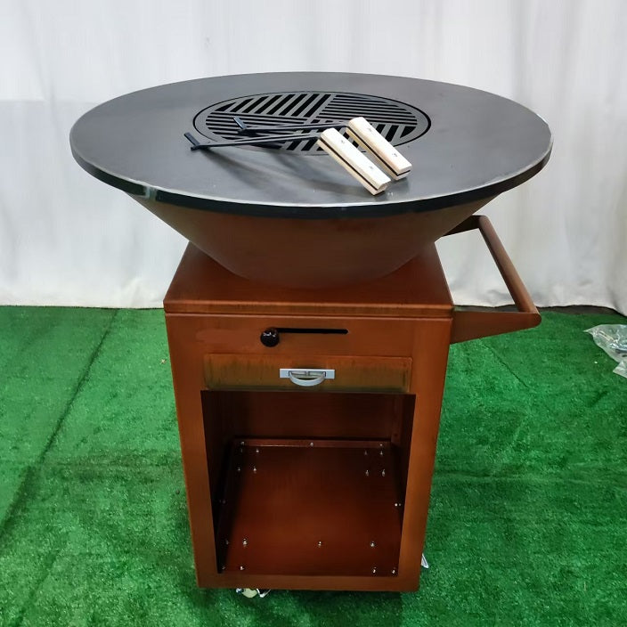 Corten Steel Charcoal Fire Pit & Storage