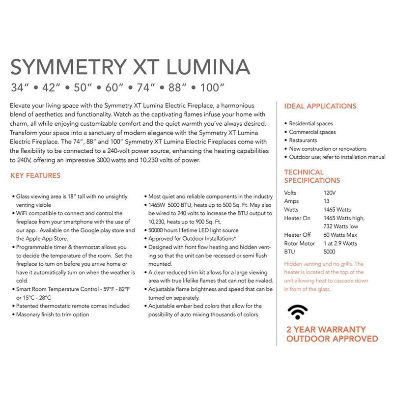 Amantii Symmetry XT Lumina 42-Inch Electric Fireplace