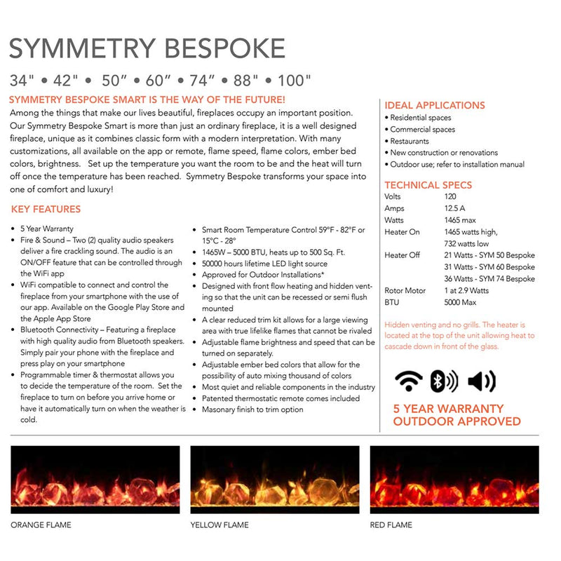 Amantii Symmetry Bespoke 42-Inch Built-In Electric Fireplace