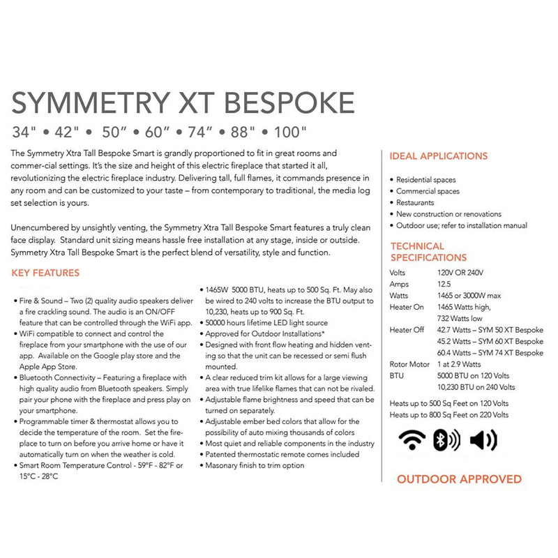 Amantii Symmetry Extra Tall Bespoke  Built-In Electric Fireplace
