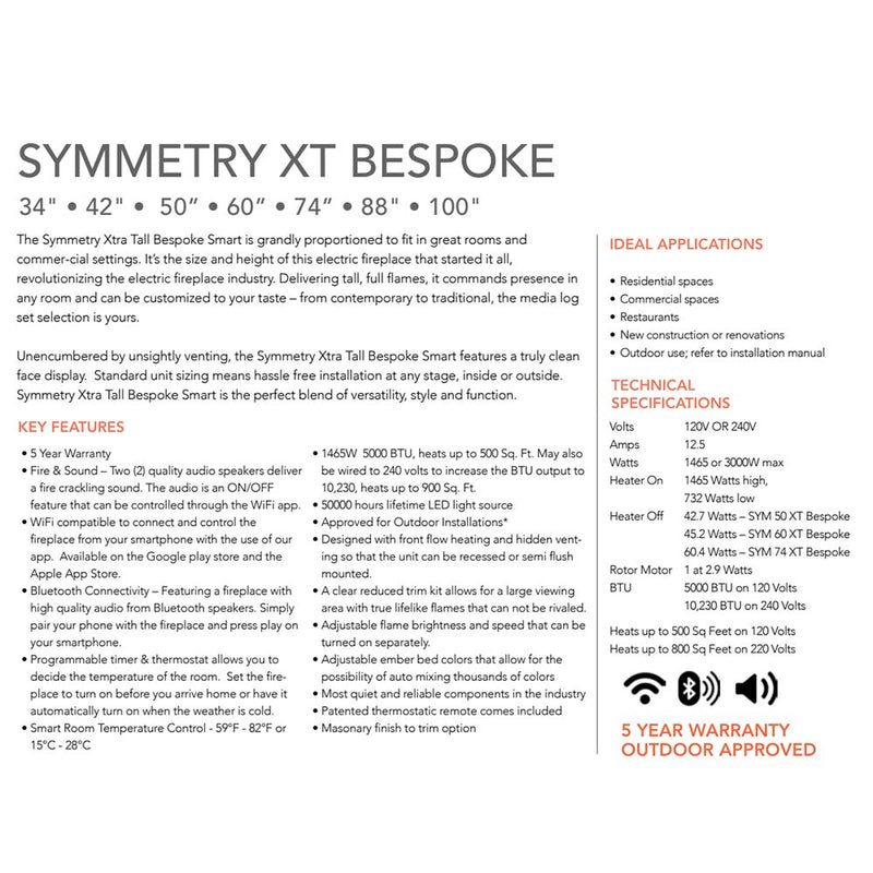 Amantii Symmetry Extra Tall Bespoke  Built-In Electric Fireplace