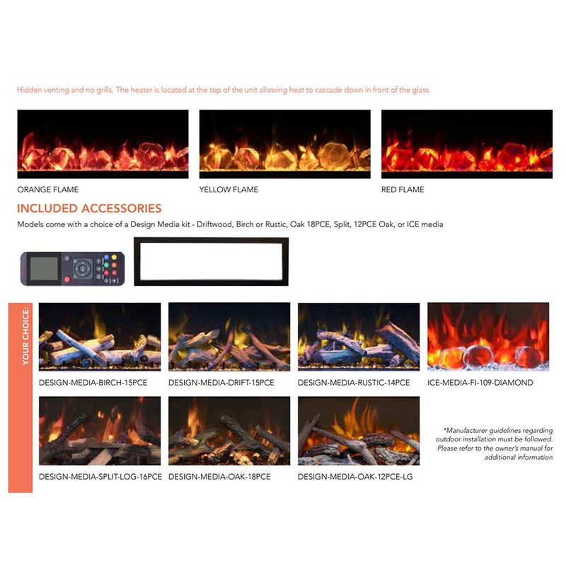 Amantii Symmetry Extra Tall Smart 50 Inch On Pedestal Indoor/Outdoor Built-In Electric Fireplace