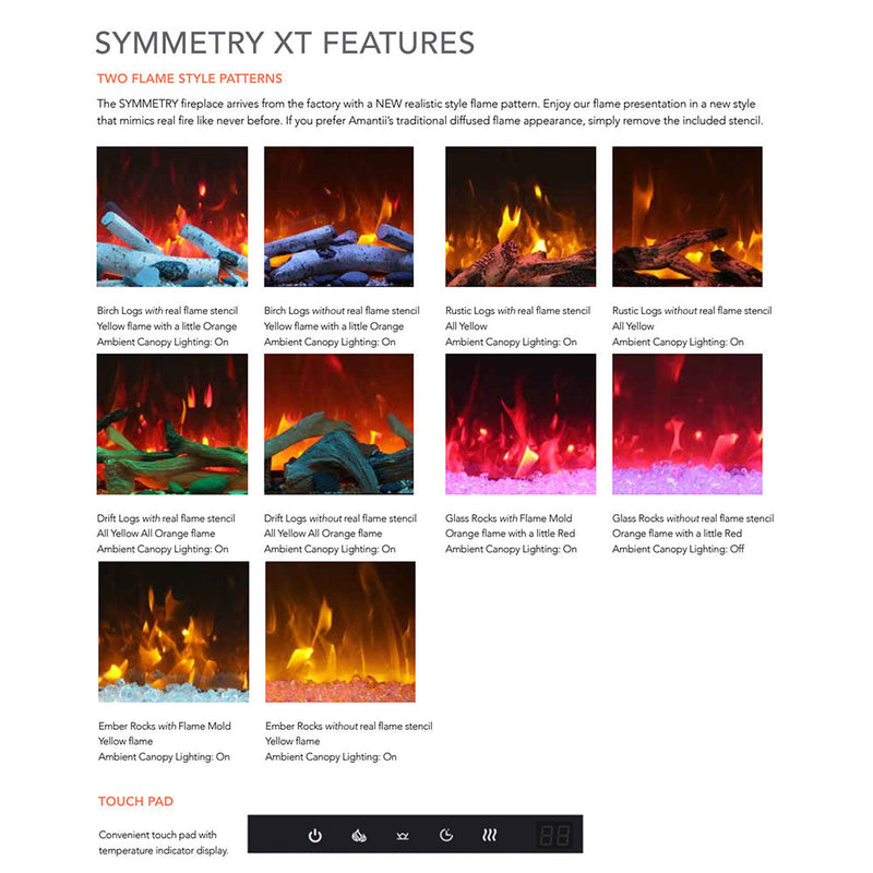 Amantii Symmetry Extra Tall Indoor/Outdoor Built-In Smart Electric Fireplace