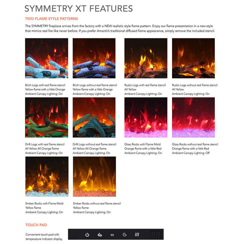 Amantii Symmetry 50-Inch Extra Tall Bespoke on Pedestal  Indoor/Outdoor Built-In Smart Electric Fireplace