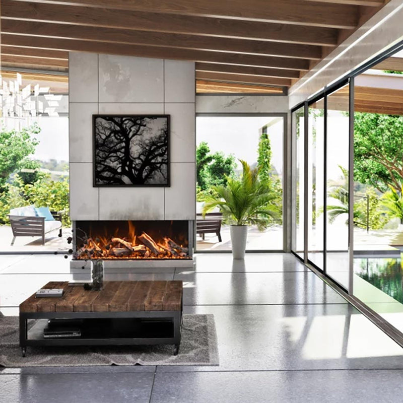 Amantii Tru-View Bespoke 55-Inch Indoor/Outdoor Built-In 3-Sided Smart Electric Fireplace