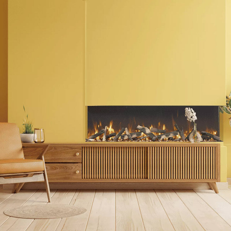 Amantii Tru-View Bespoke 65-Inch Indoor/Outdoor Built-In 3-Sided Smart Electric Fireplace