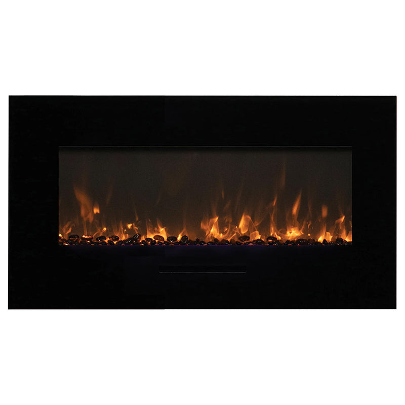 Amantii WM-FM Wall Mount/Built-In Smart Electric Fireplace with Logs and Glass Surround