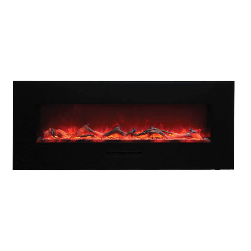 Amantii WM-FM Wall Mount/Built-In Smart Electric Fireplace with Logs and Glass Surround