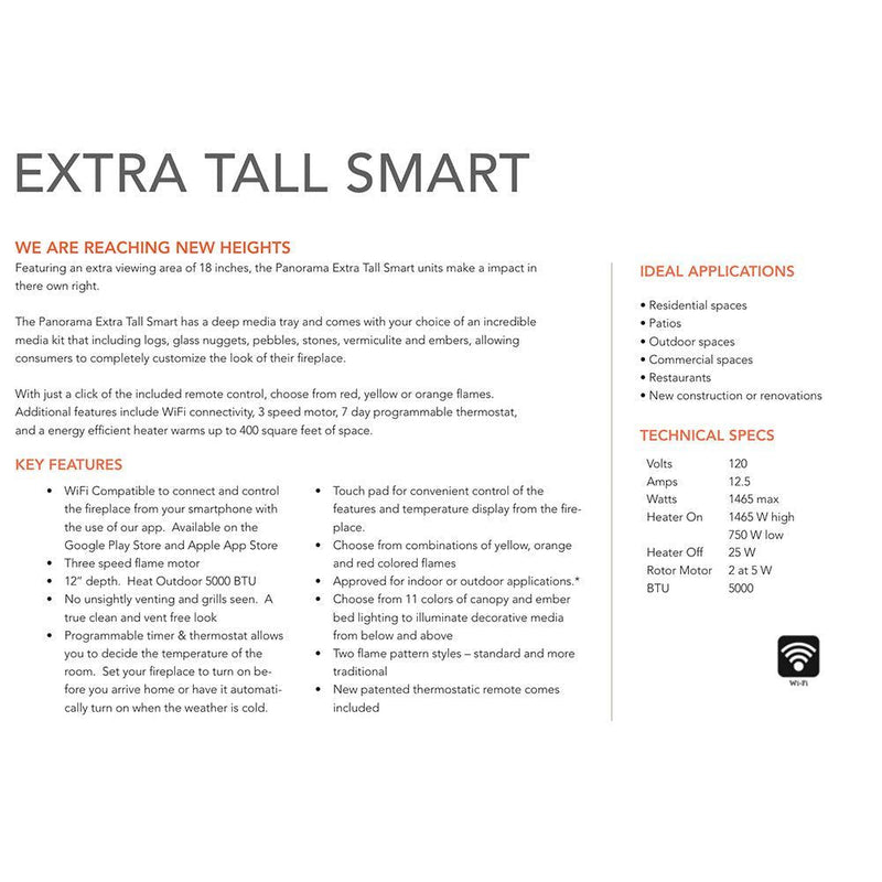 Amantii Panorama Deep Extra Tall Lumina 50 - Inch Indoor/Outdoor Built - In Smart Electric Fireplace - Outside Town