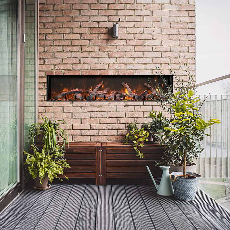 Amantii Panorama Deep Extra Tall Lumina 50 - Inch Indoor/Outdoor Built - In Smart Electric Fireplace - Outside Town