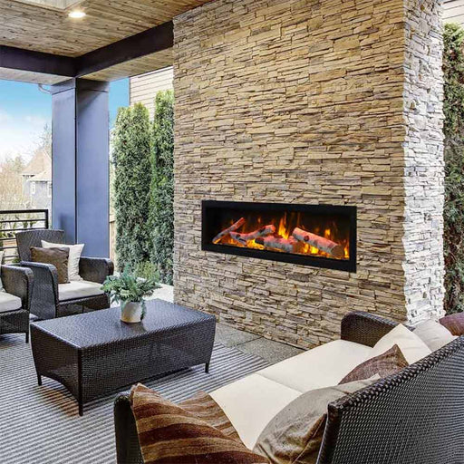 Amantii Panorama Deep Outdoor Built - In Smart Electric Fireplace - Outside Town