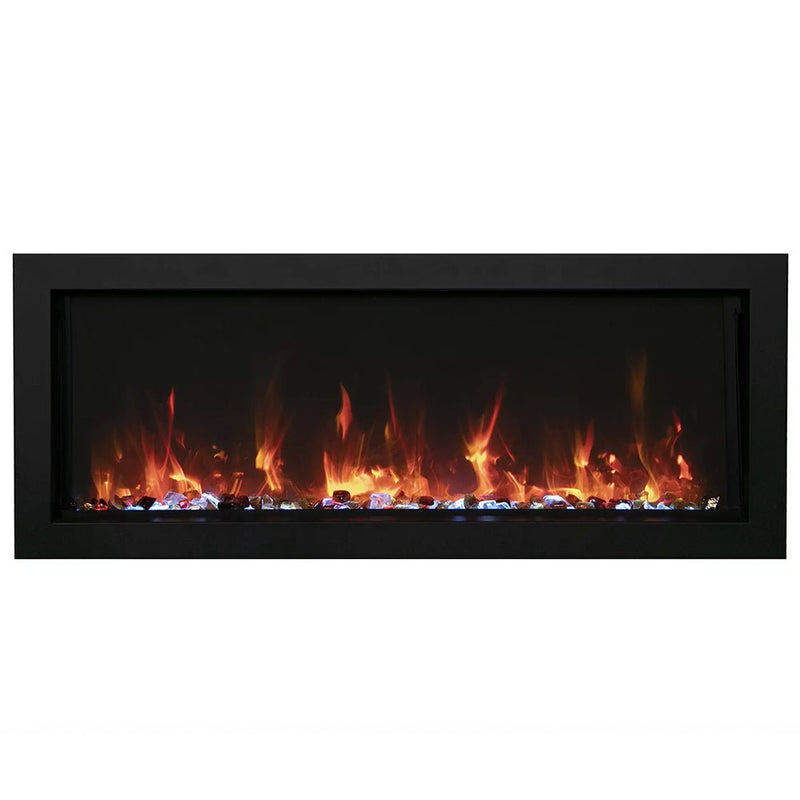 Amantii Panorama Slim Outdoor Built - In Smart Electric Fireplace and Outdoor Cover - Outside Town