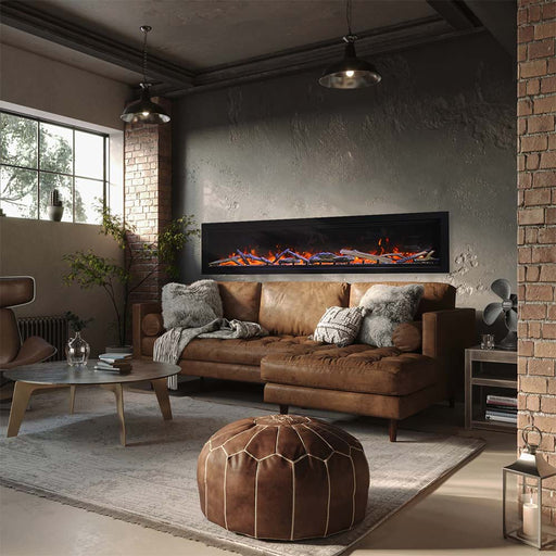 Amantii Symmetry Lumina 88 Inch Built - In Smart Electric Fireplace - Outside Town