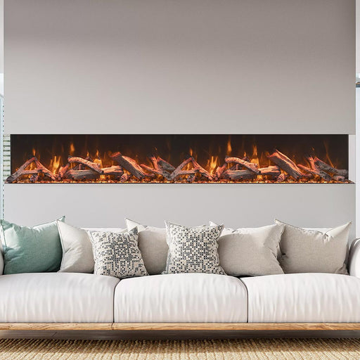 Amantii Tru - View Bespoke 85 - Inch Indoor/Outdoor Built - In 3 - Sided Smart Electric Fireplace - Outside Town