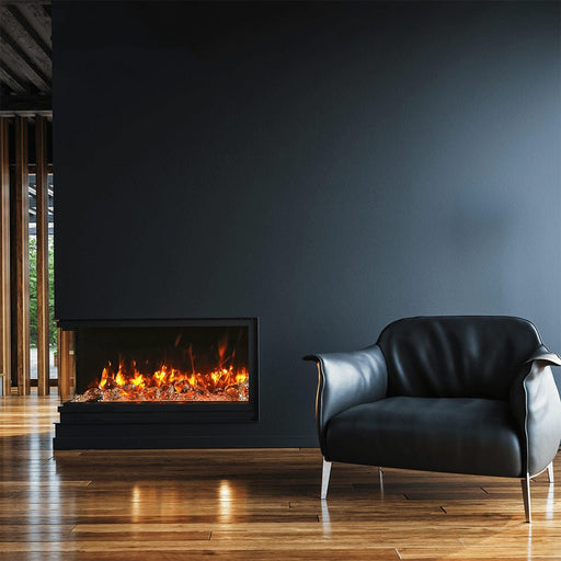 Amantii Tru - View Slim 72 - Inch Indoor/Outdoor Built - In 3 - Sided Smart Electric Fireplace - Outside Town