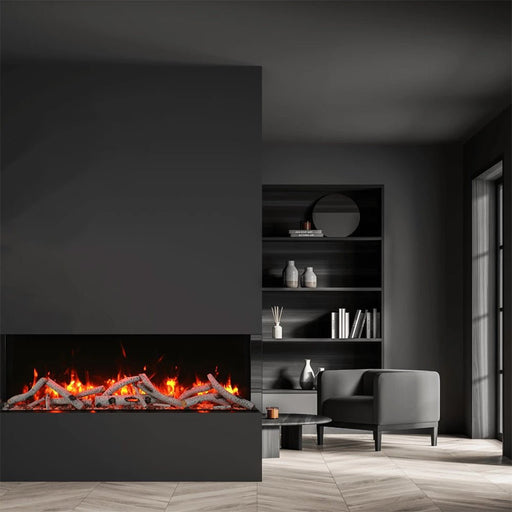 Amantii Tru - View Slim 72 - Inch Indoor/Outdoor Built - In 3 - Sided Smart Electric Fireplace - Outside Town