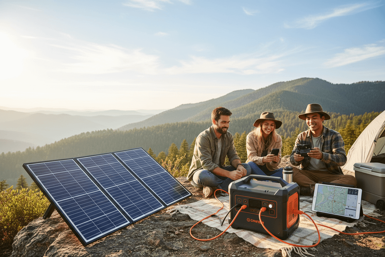 generate another but this time with people or someone using the portable power station and portable solar 