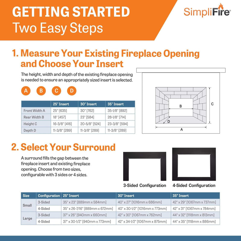 SimpliFire 25 - In Electric Fireplace Insert - Outside Town